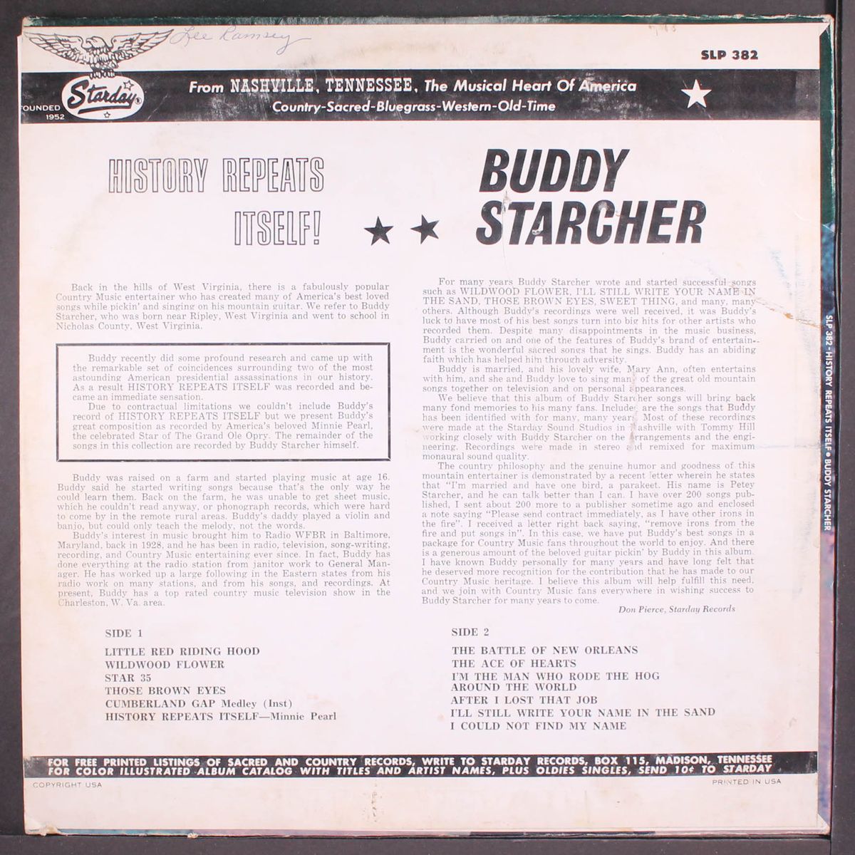 history repeats itself by BUDDY STARCHER