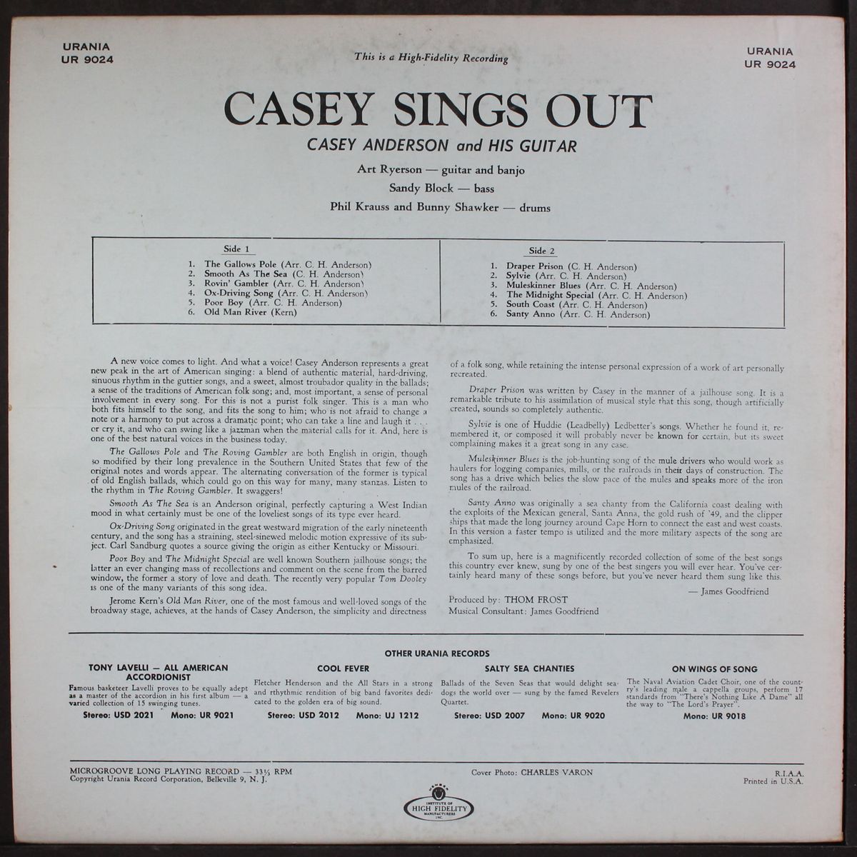 sings out by CASEY ANDERSON