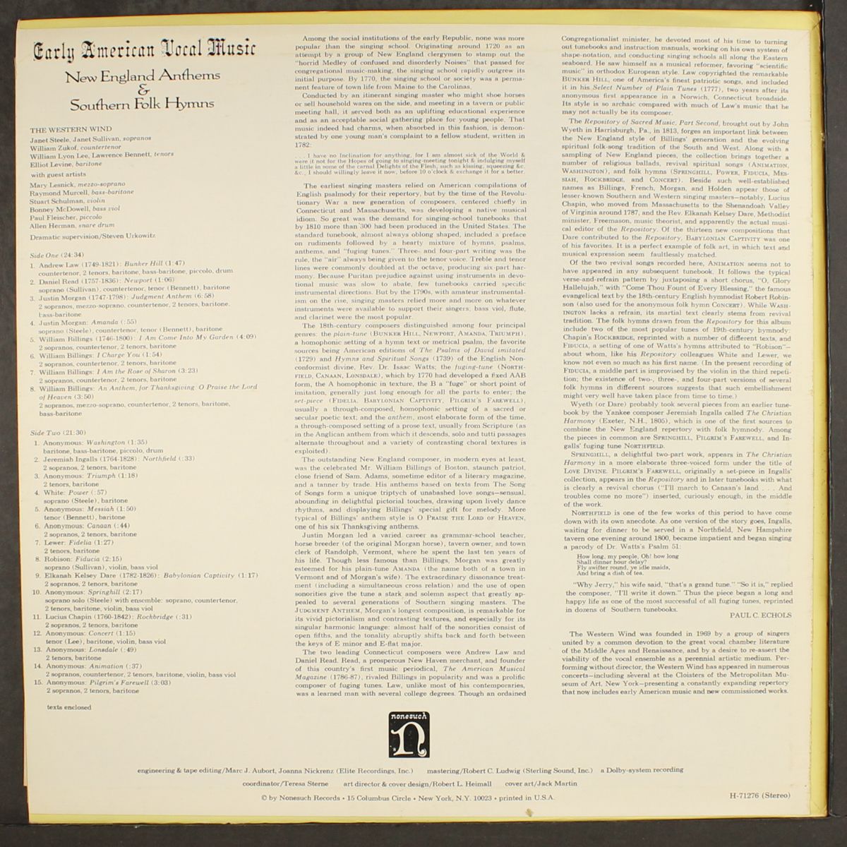 early american vocal music by WESTERN WIND