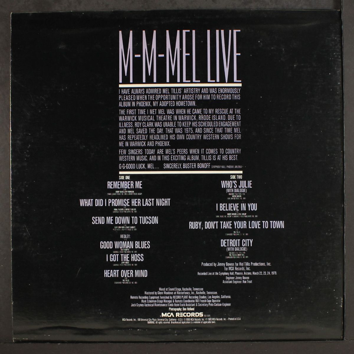 m-m-mel live by MEL TILLIS