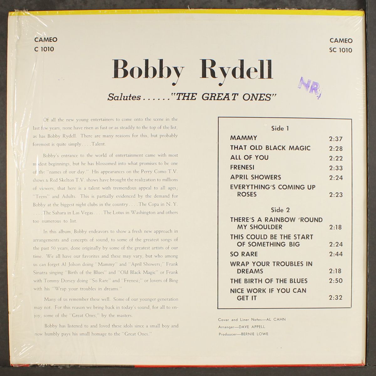 salutes the great ones by BOBBY RYDELL