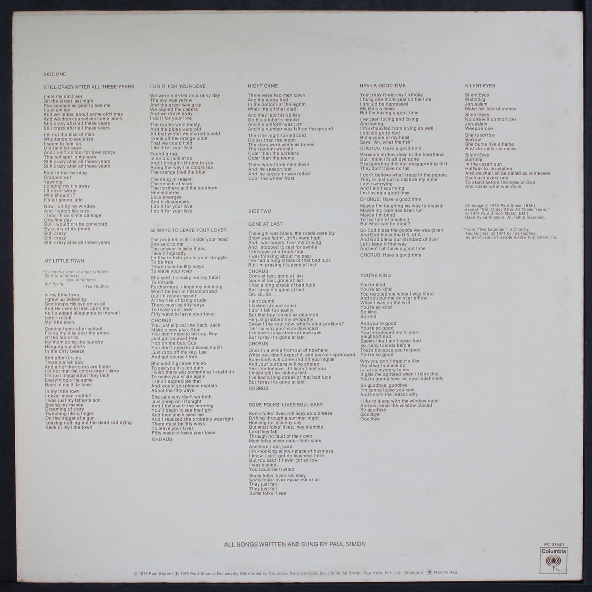 still crazy after all these years by PAUL SIMON
