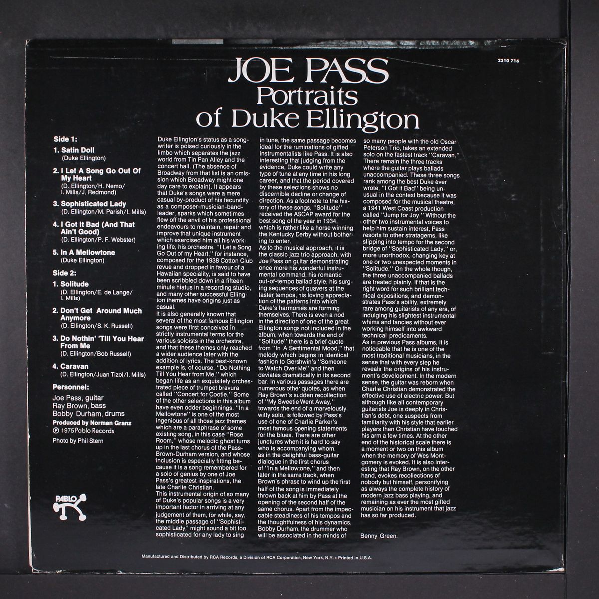 portraits of duke ellington by JOE PASS