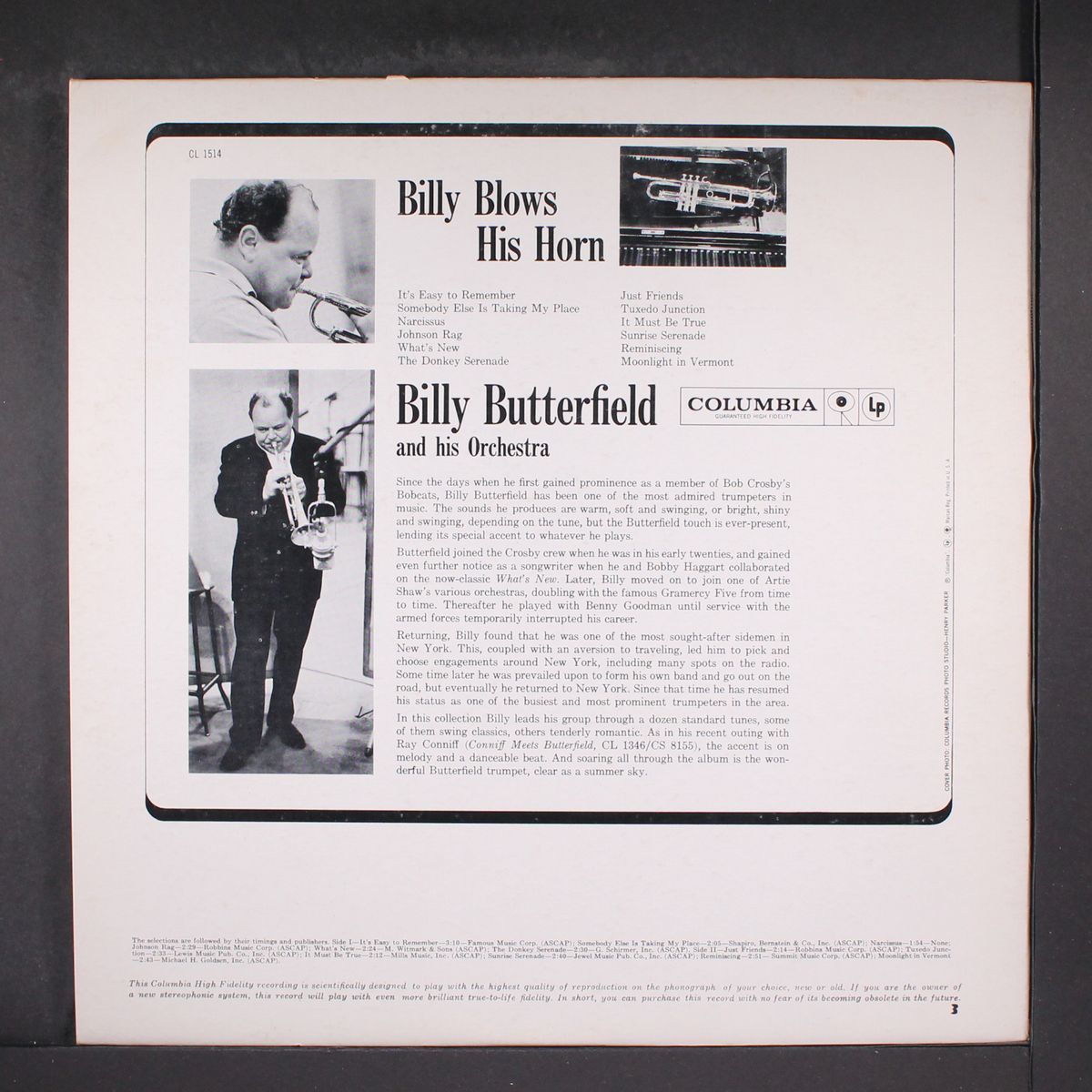 billy blows his horn by BILLY BUTTERFIELD