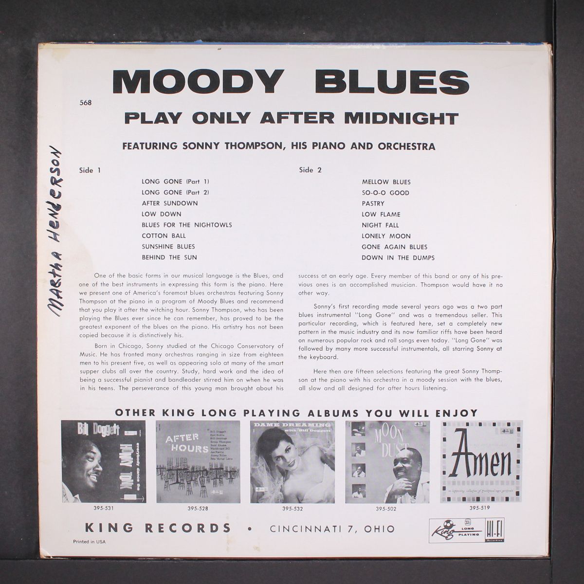 moody blues, play only after midnight by SONNY THOMPSON