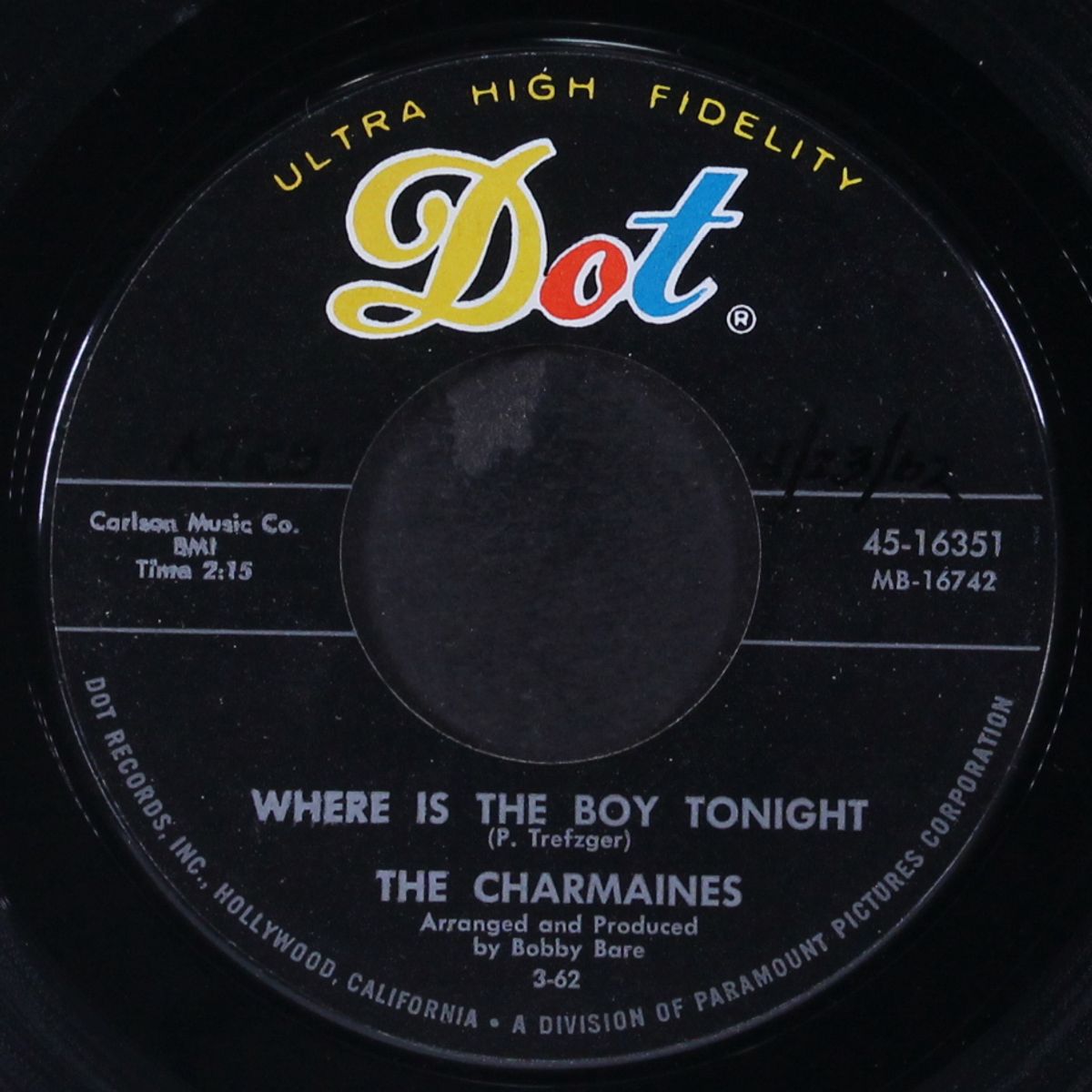 where is the boy tonight / on the wagon by CHARMAINES