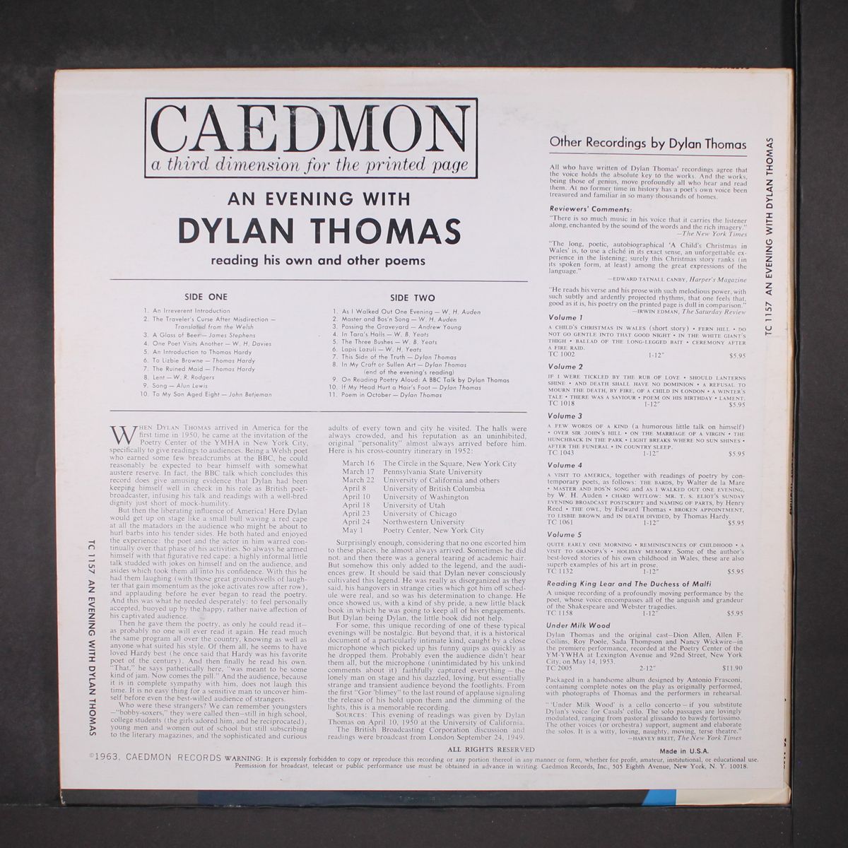 an evening with dylan thomas by DYLAN THOMAS