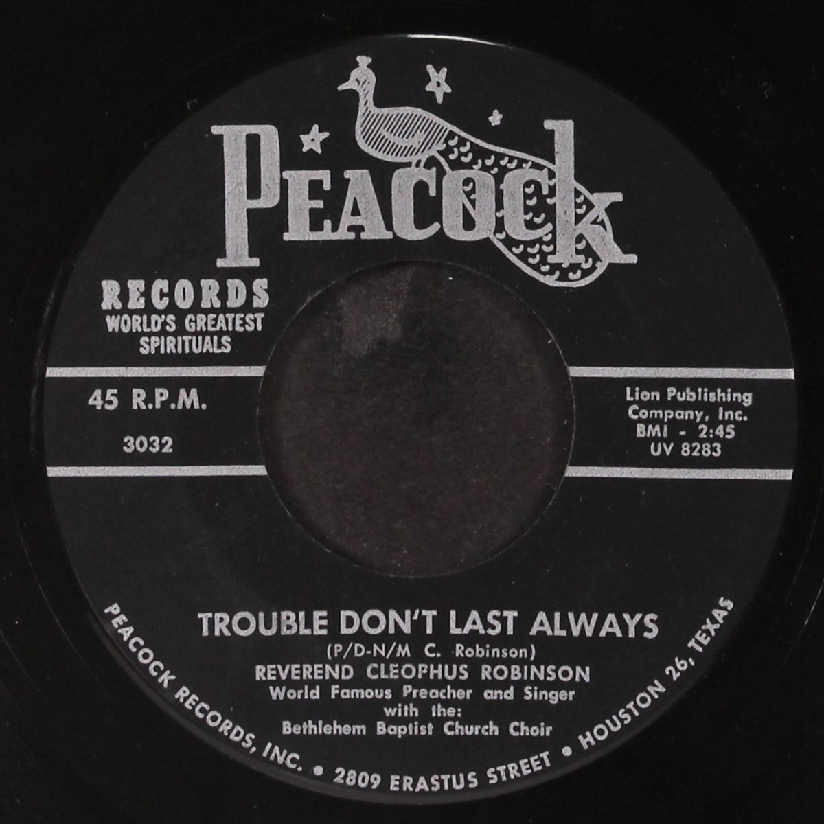trouble don't last always / remember me by REVEREND CLEOPHUS ROBINSON