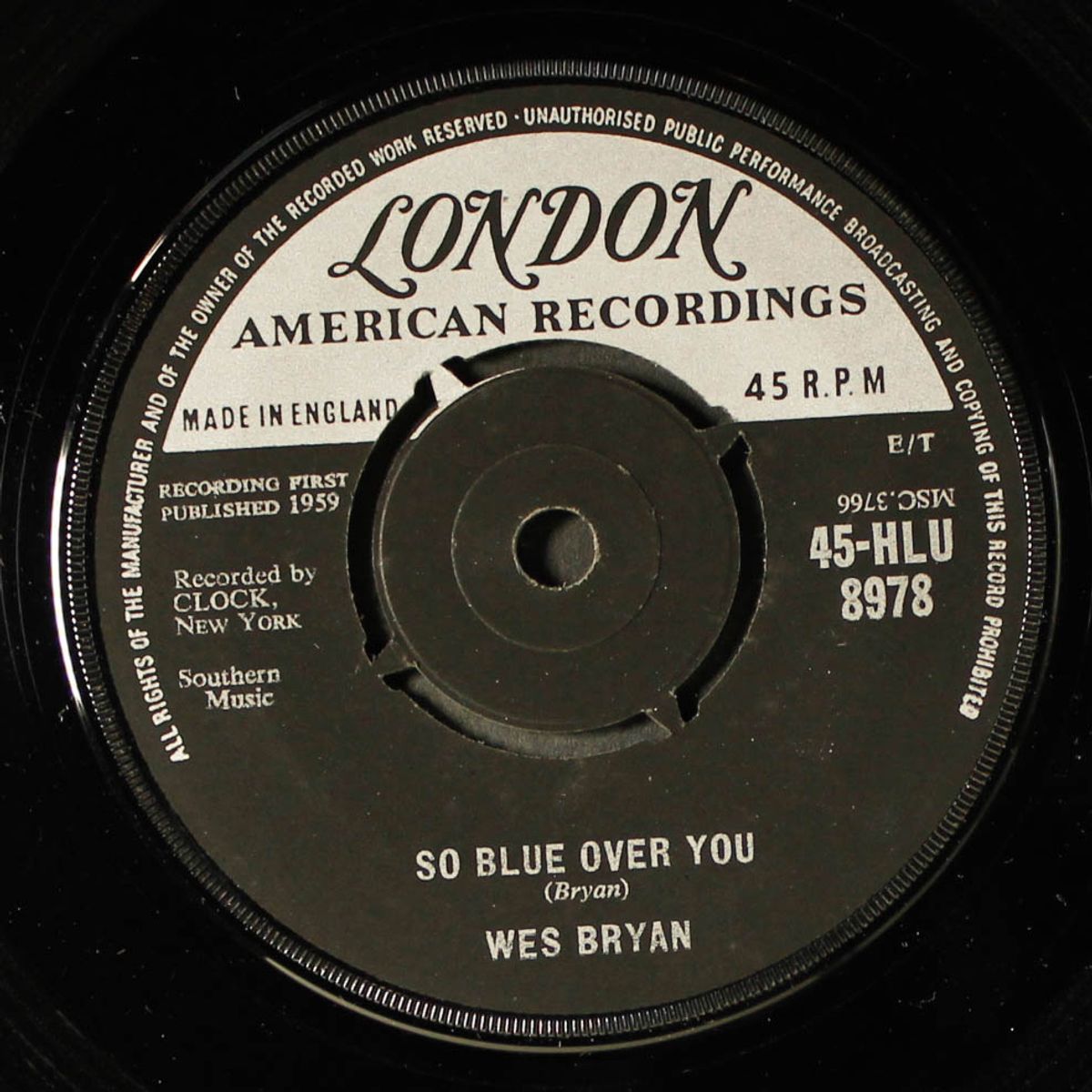 honey baby / so blue over you by WES BRYAN