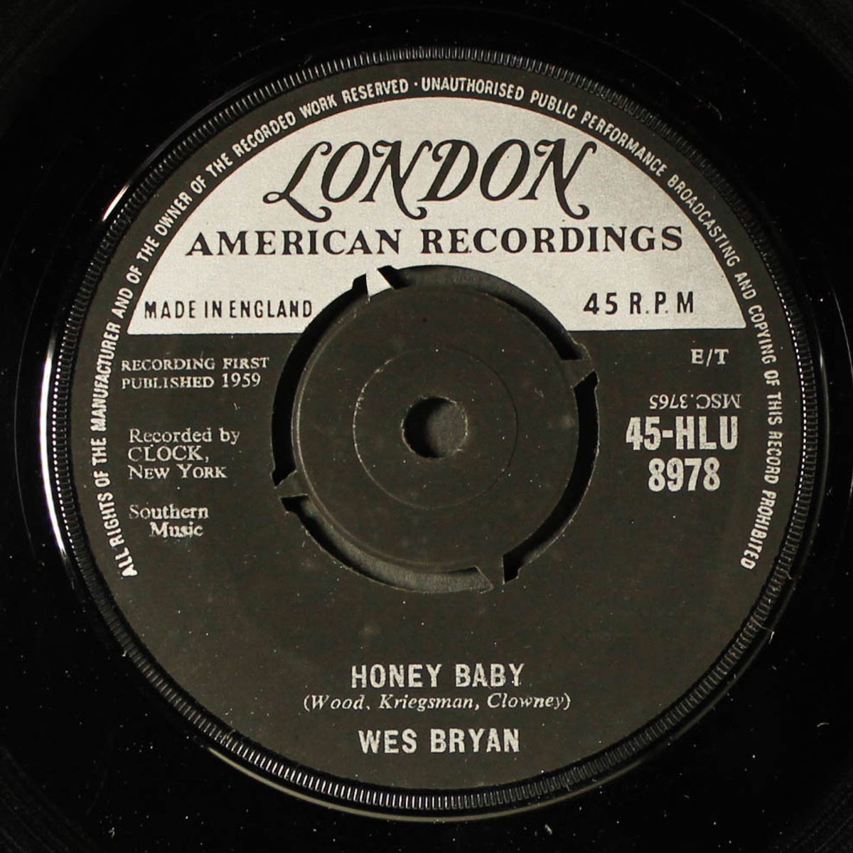 honey baby / so blue over you by WES BRYAN