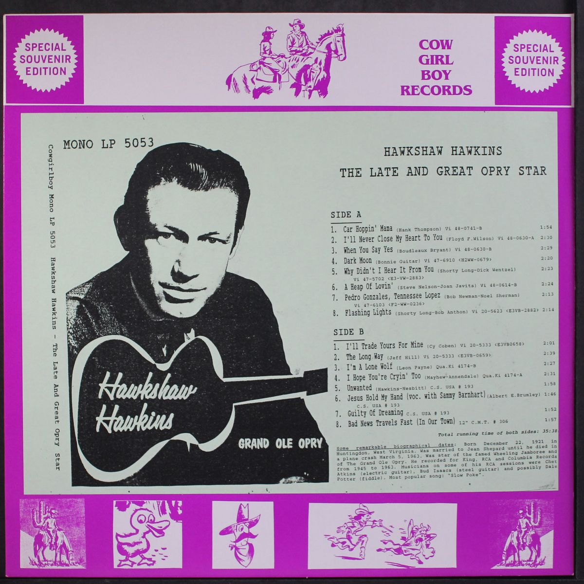 the late and great opry star by HAWKSHAW HAWKINS