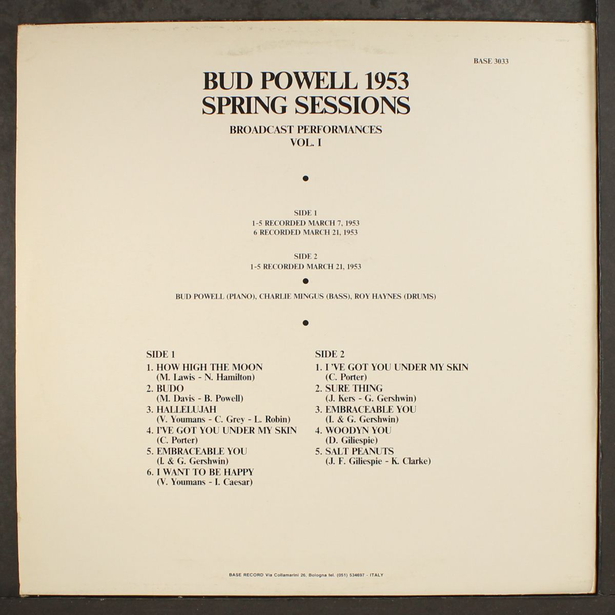 1953 spring sessions by BUD POWELL