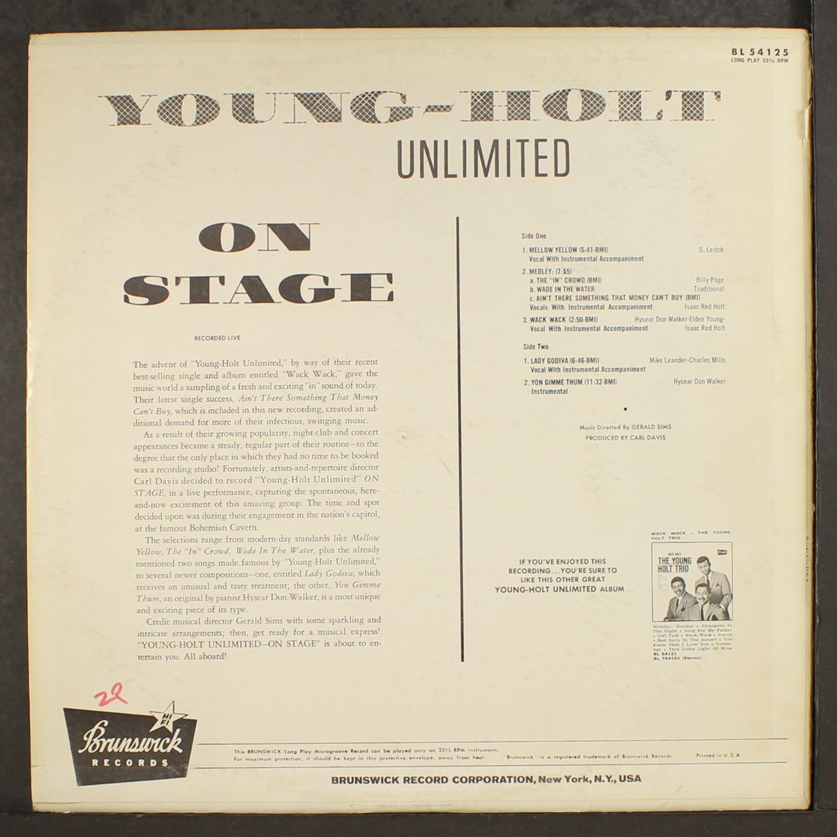 on stage, recorded live by YOUNG-HOLT UNLIMITED