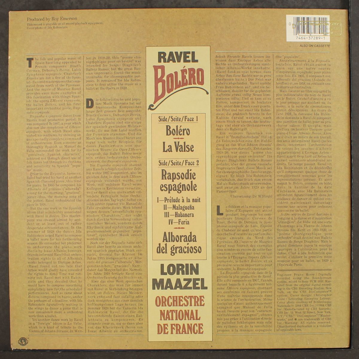 ravel: bolero by LORIN MAAZEL