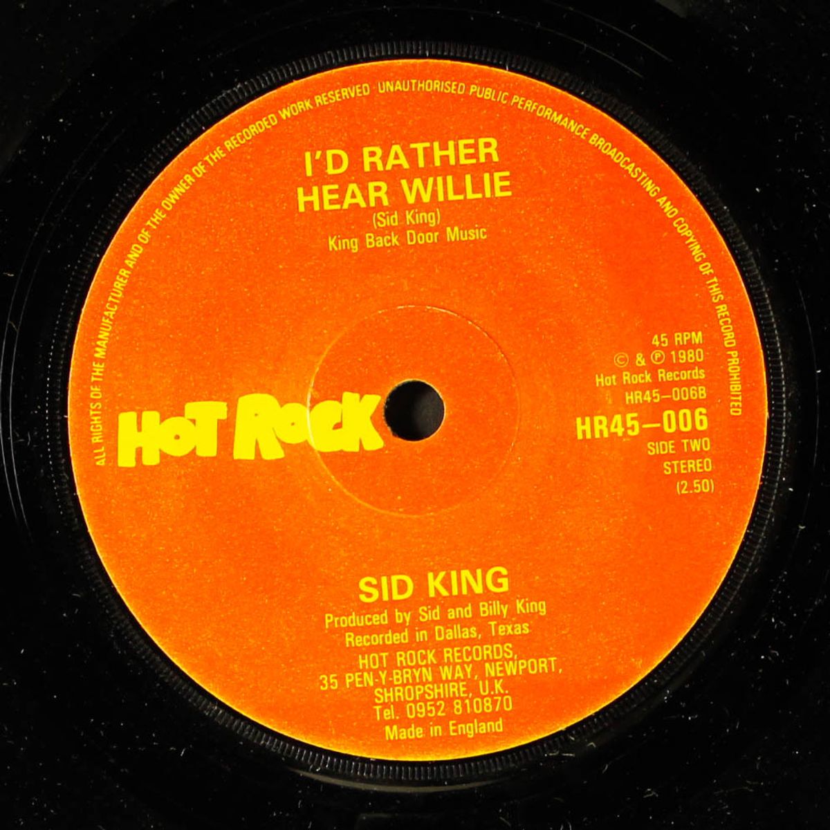 back door man / i'd rather heara willie by SID KING