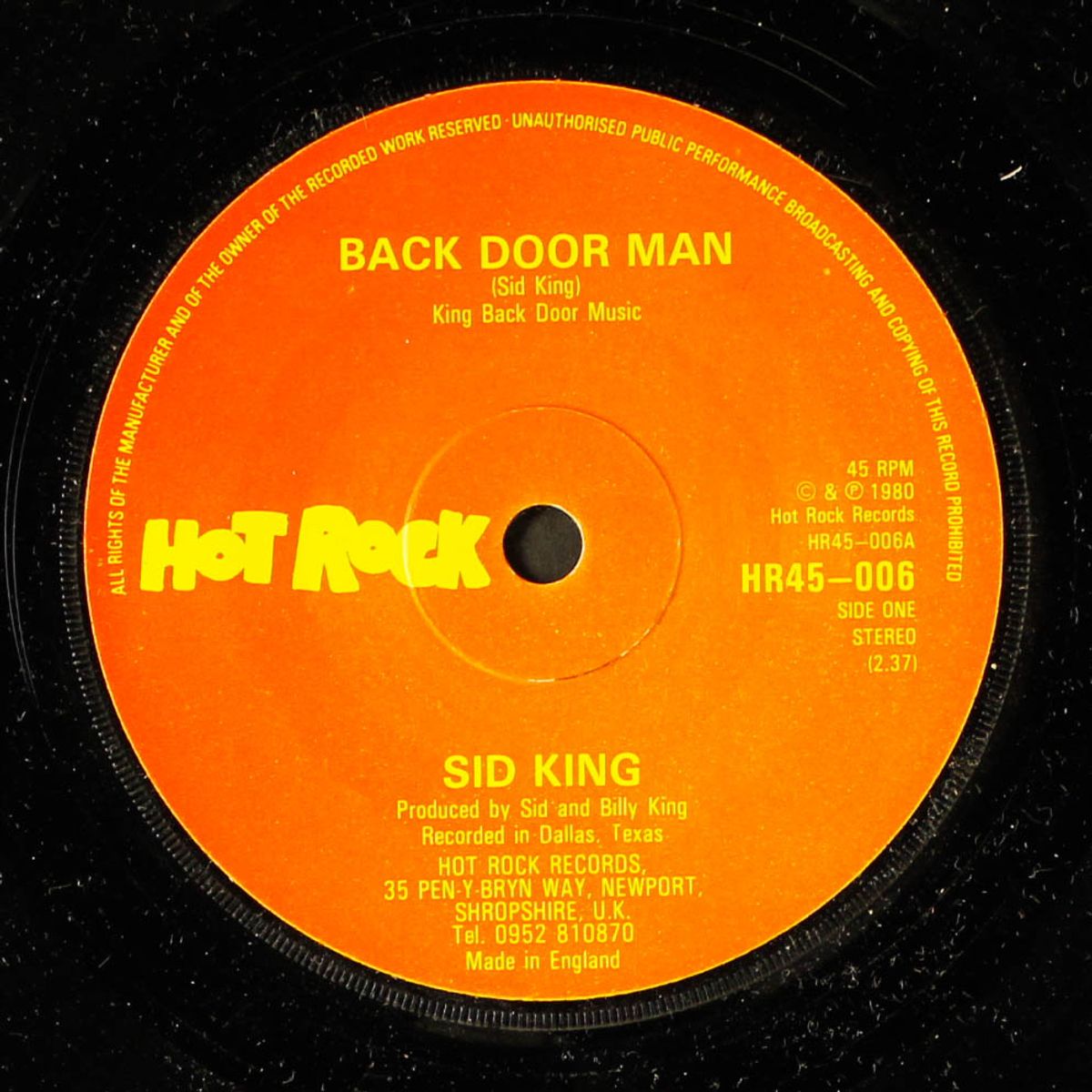 back door man / i'd rather heara willie by SID KING