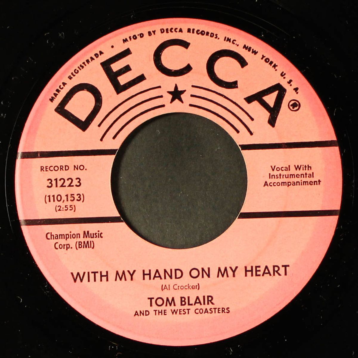 west coast / with my hand on my heart by TOM BLAIR & WEST COASTERS