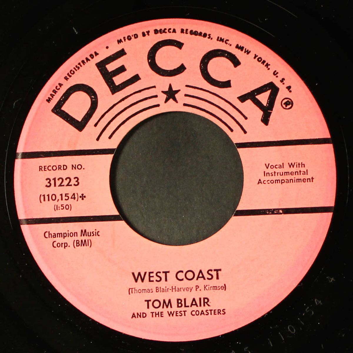 west coast / with my hand on my heart by TOM BLAIR & WEST COASTERS