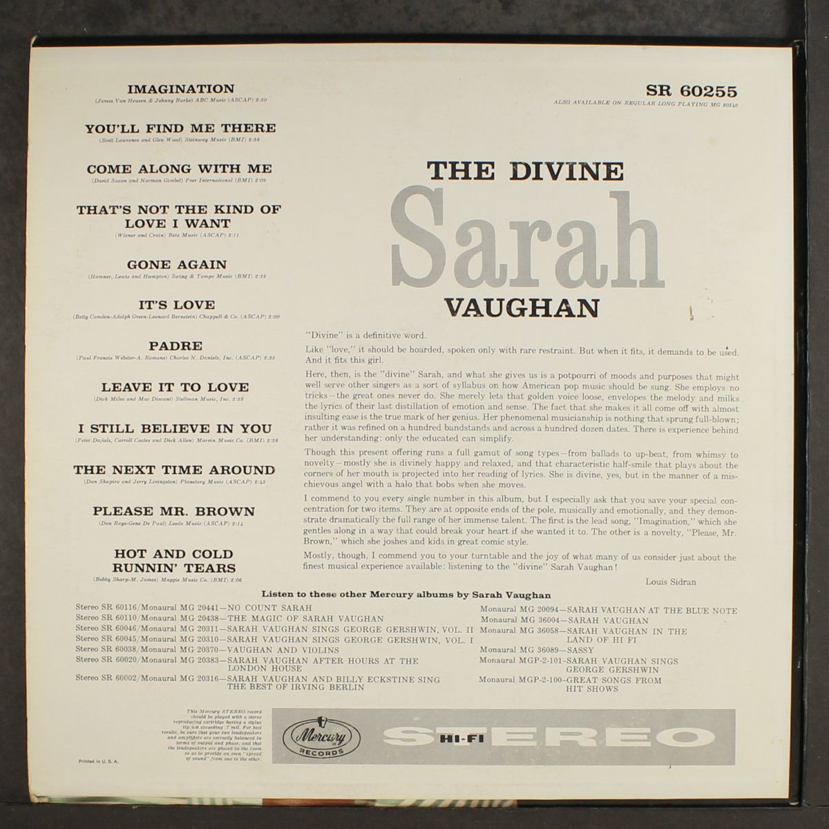 the divine by SARAH VAUGHAN