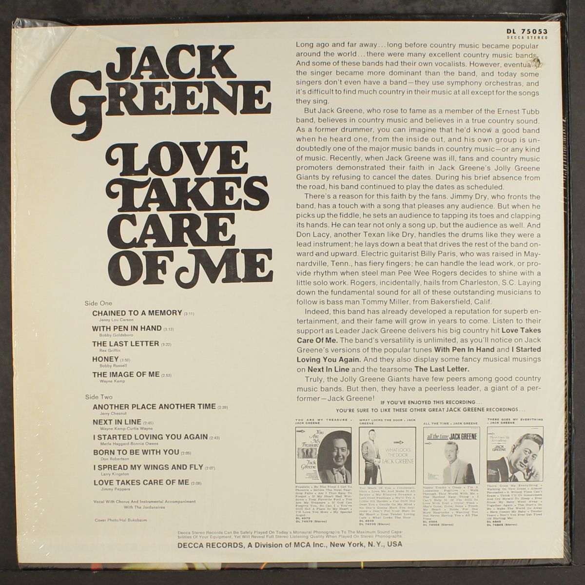 love takes care of me by JACK GREENE
