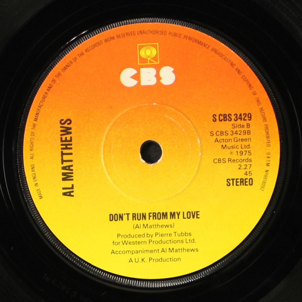 fool / don't run from my love by AL MATTHEWS
