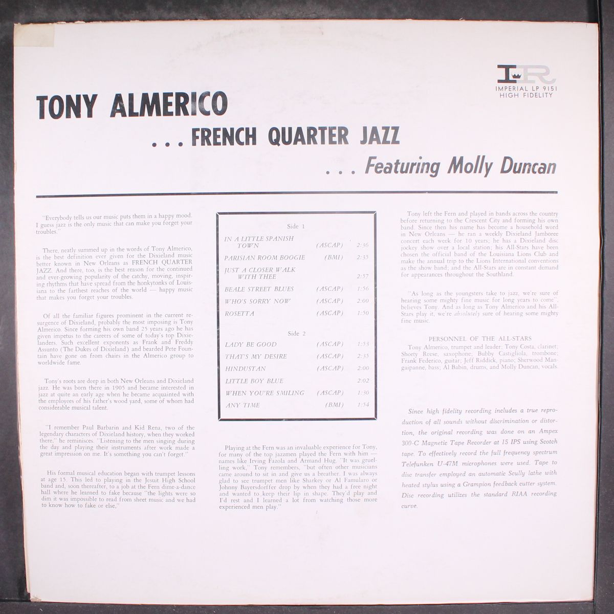 french quarter jazz by TONY ALMERICO
