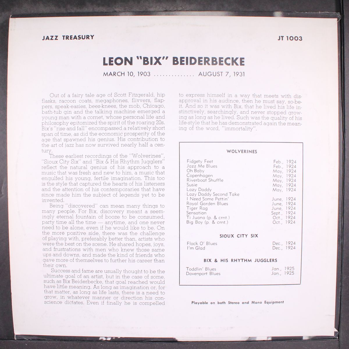 and the wolverines by BIX BEIDERBECKE