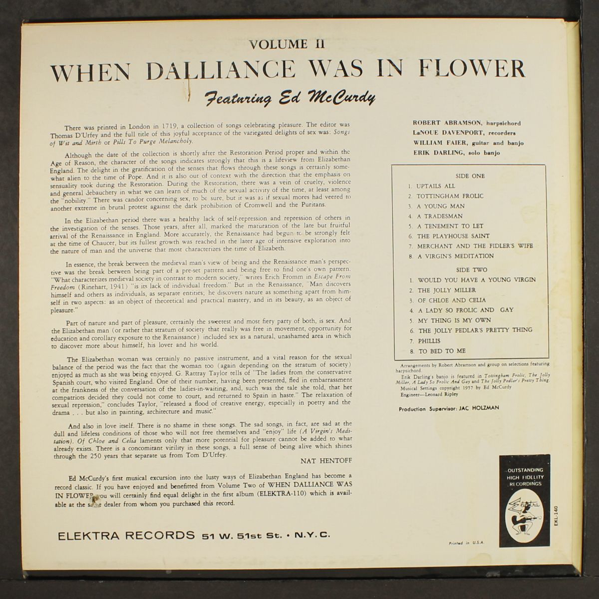 when dalliance was in flower, vol. 2 by ED MCCURDY