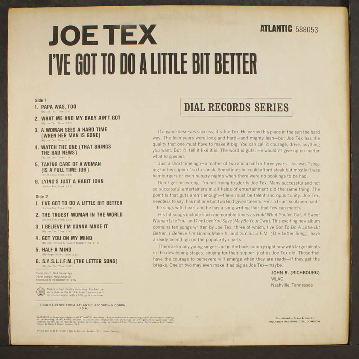 i've got to do a little bit better by JOE TEX