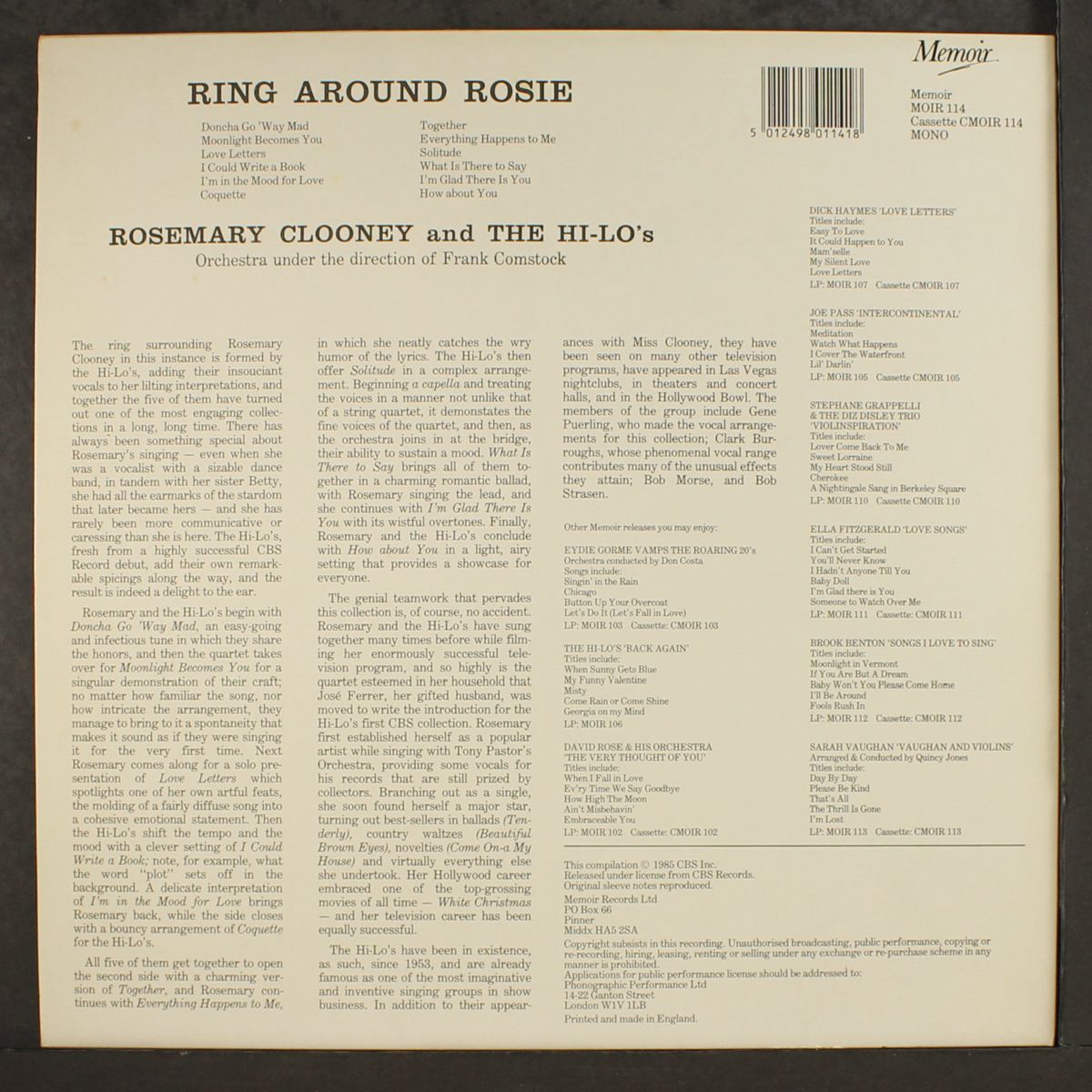 ring around rosie by ROSEMARY CLOONEY & HI-LO'S