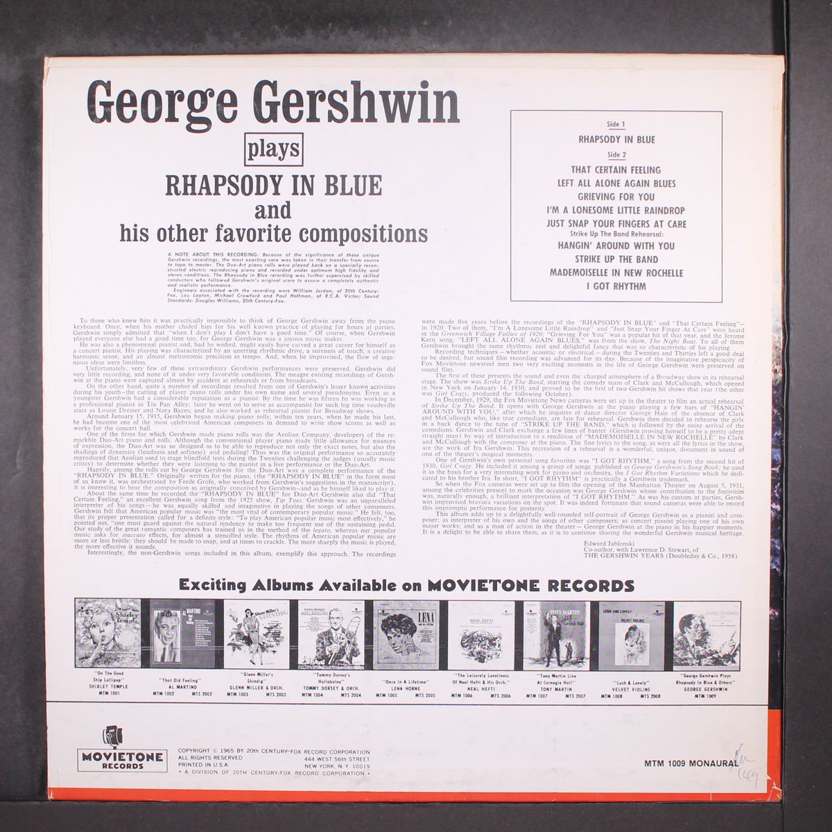 plays rhapsody in blue and his other favorite compositions by GEORGE GERSHWIN