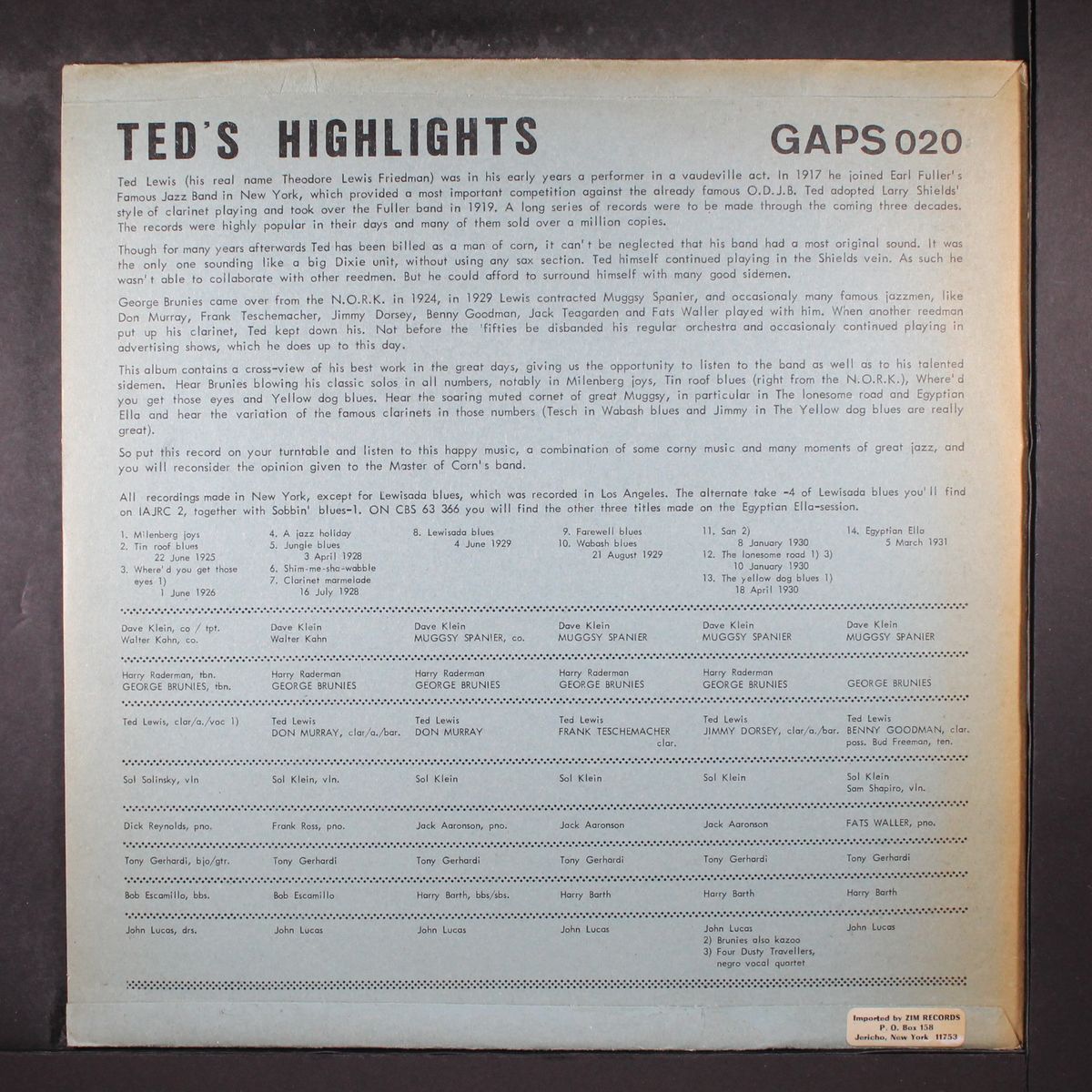 ted's highlights by TED LEWIS