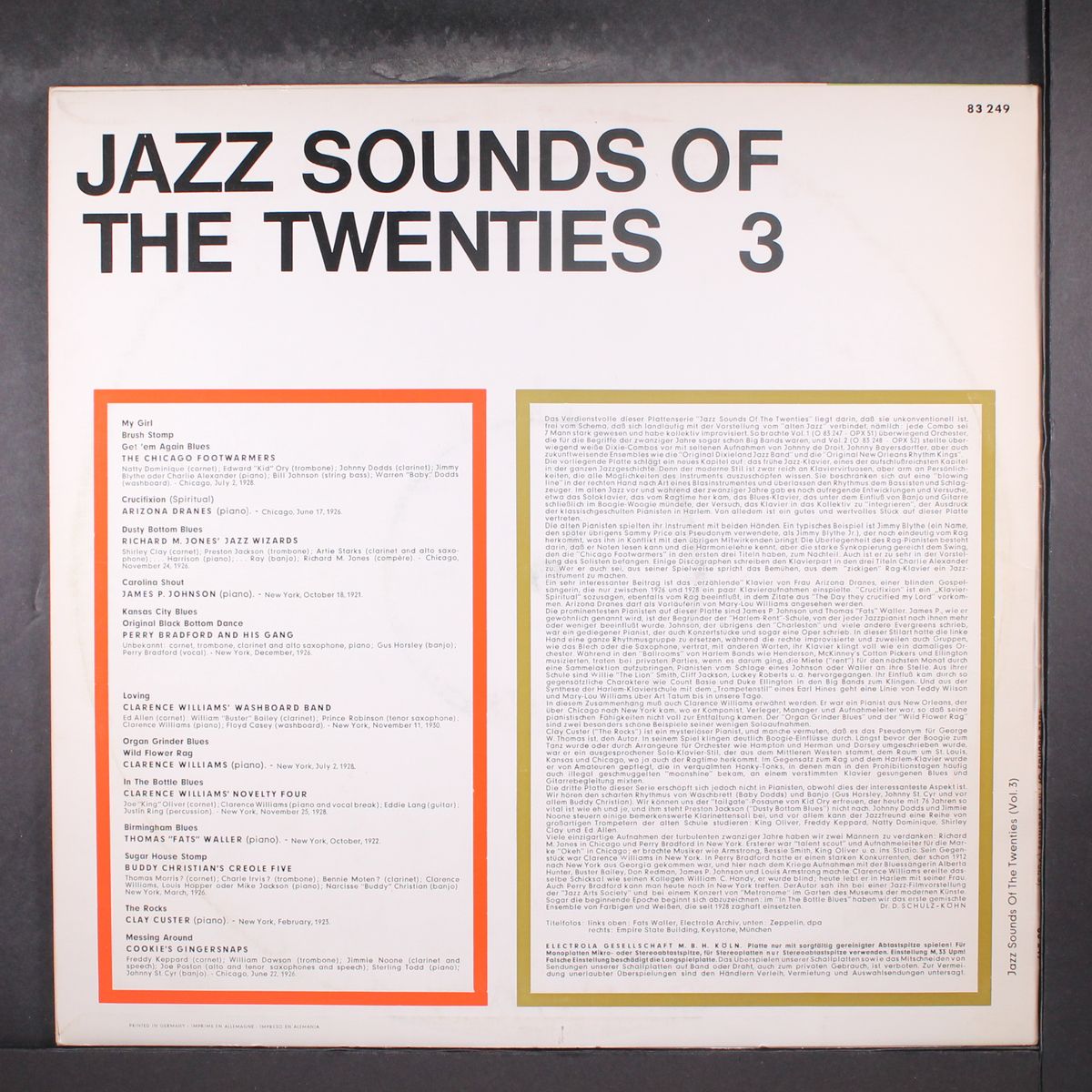 jazz sounds of the twenties 3 (small groups and piano solos) by VARIOUS