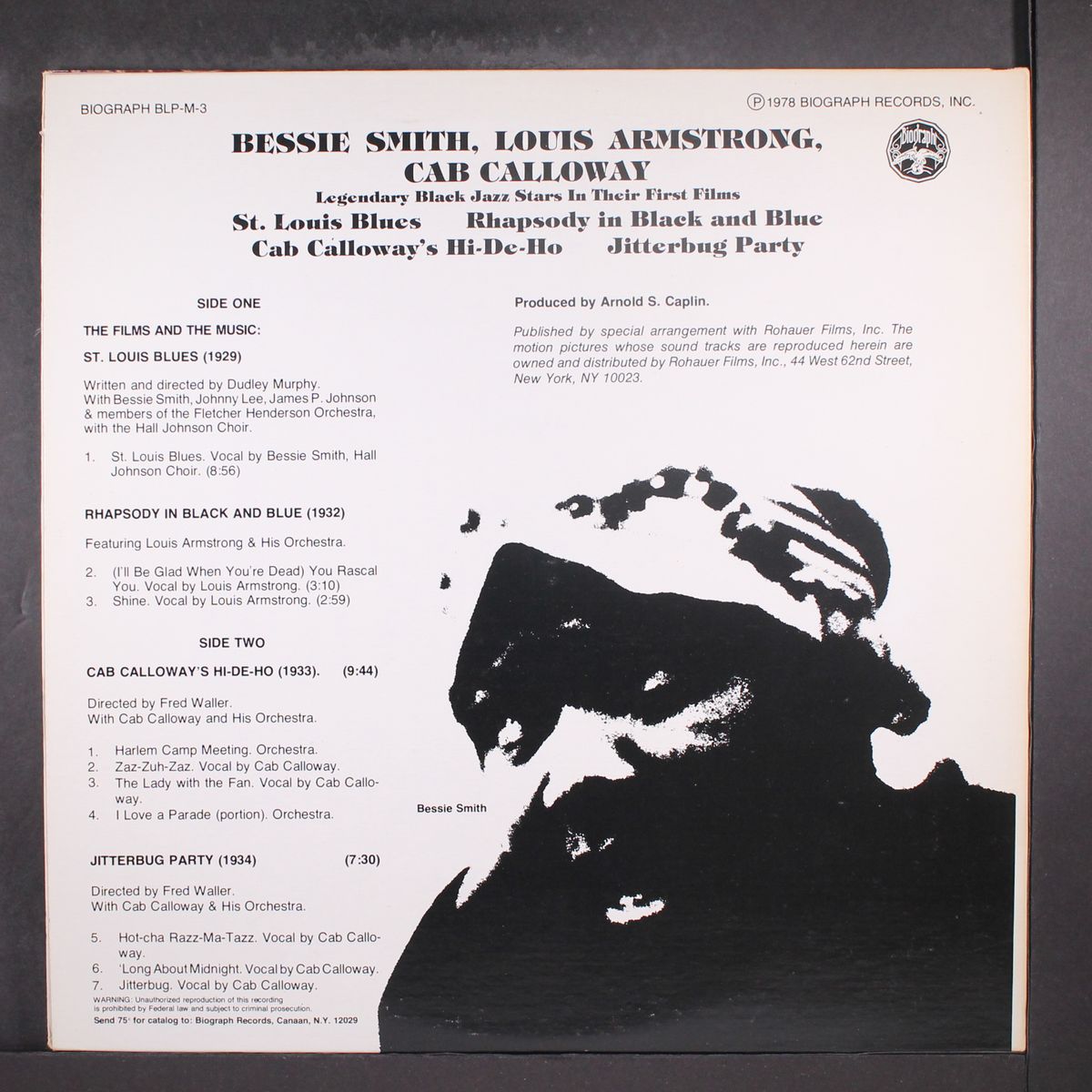 legendary black jazz stars in their first films by BESSIE SMITH, LOUIS ARMSTRONG, CAB CALLOWAY