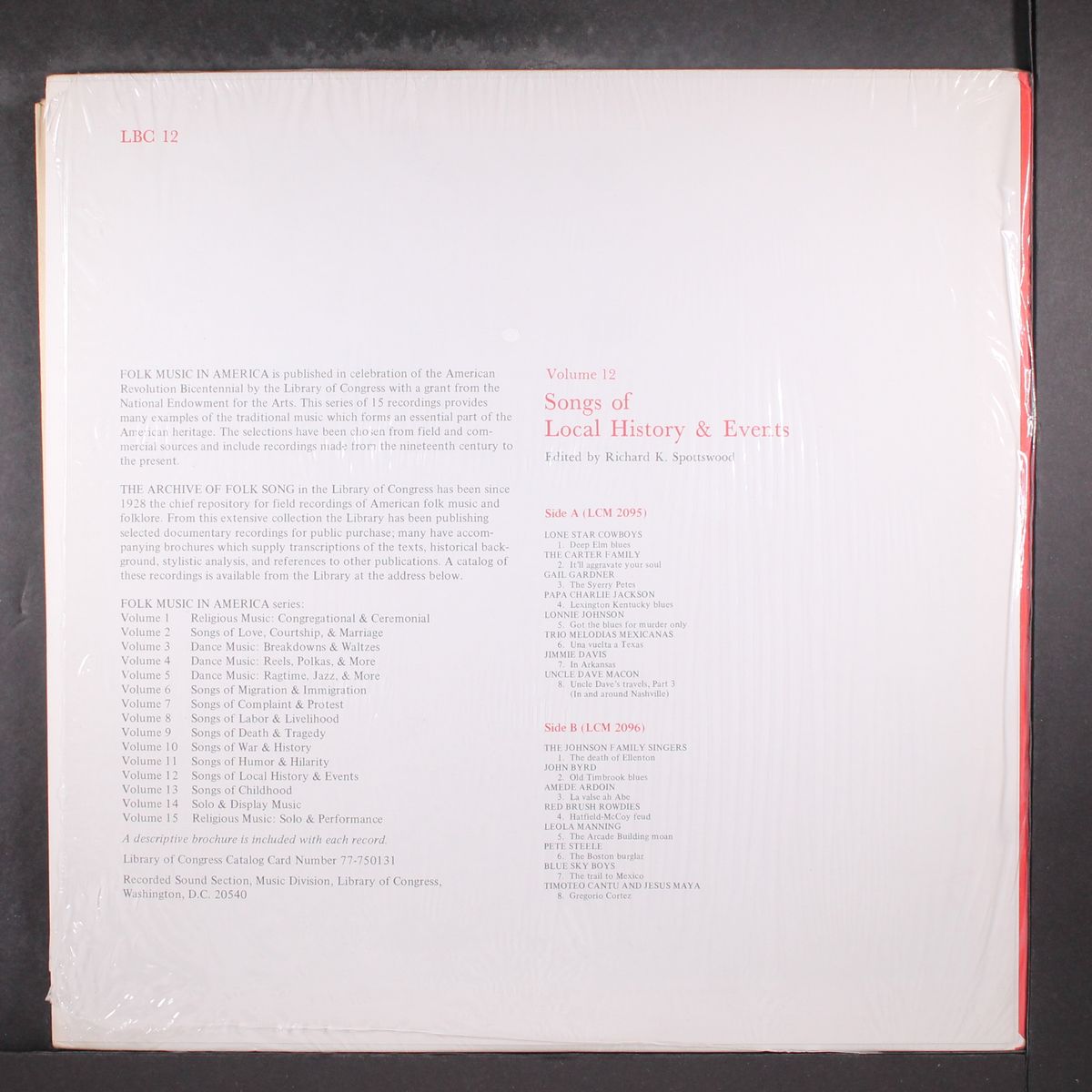 folk music in america, vol. 12; songs of local history & events by VARIOUS