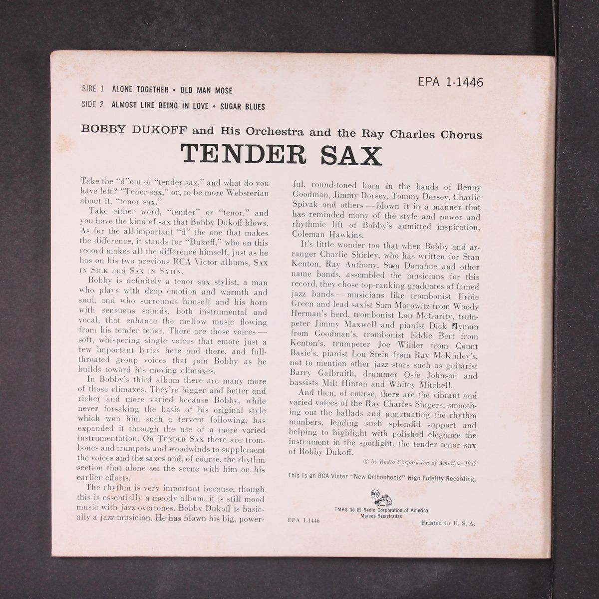 tender sax by BOBBY DUKOFF