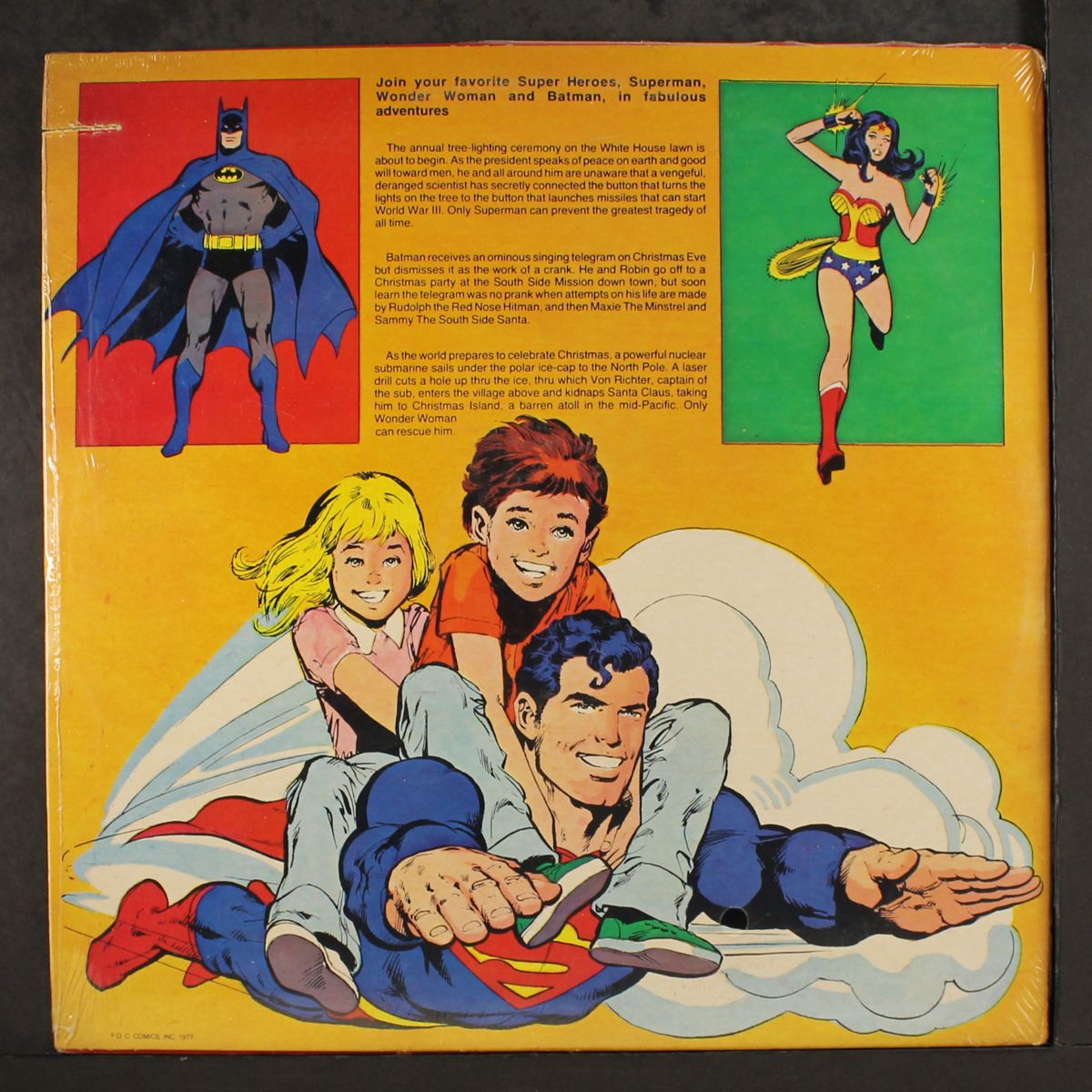 exciting christmas stories by SUPERMAN, WONDER WOMAN, BATMAN