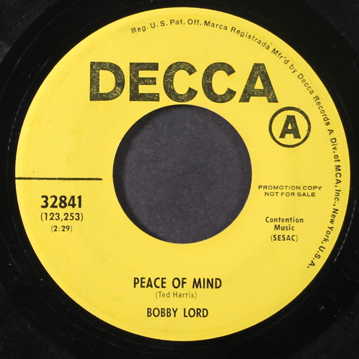 peace of mind / something in the country by BOBBY LORD