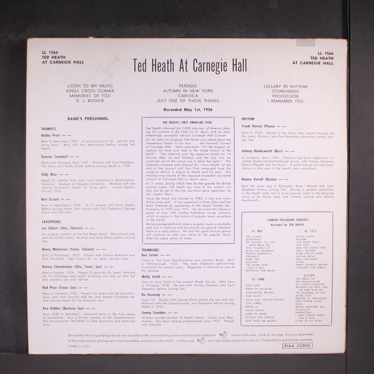 at carnegie hall by TED HEATH