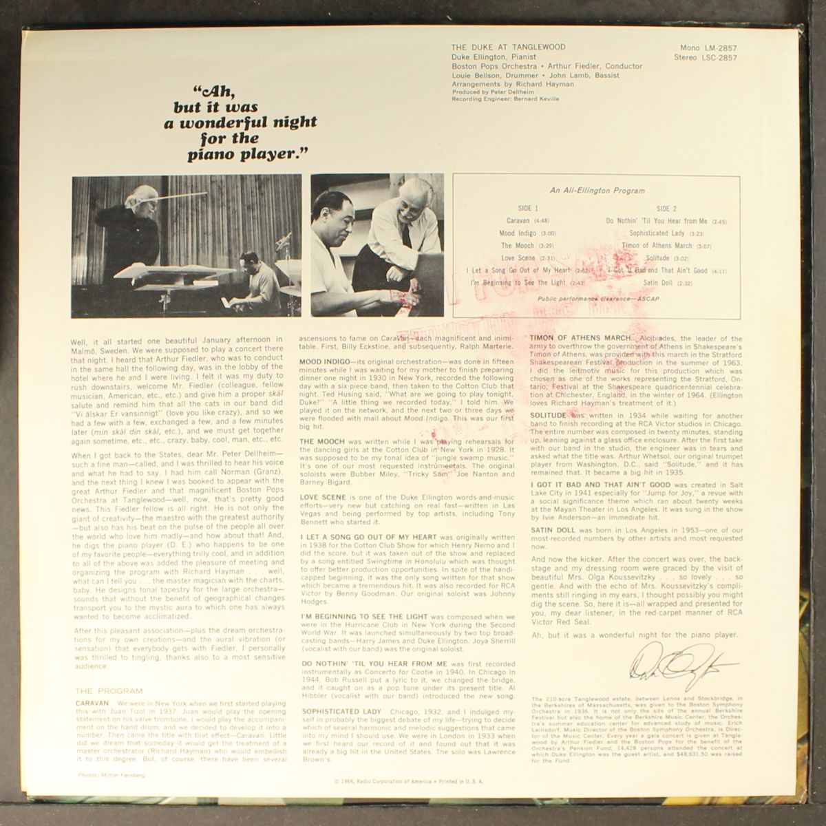 the duke at tanglewood by DUKE ELLINGTON