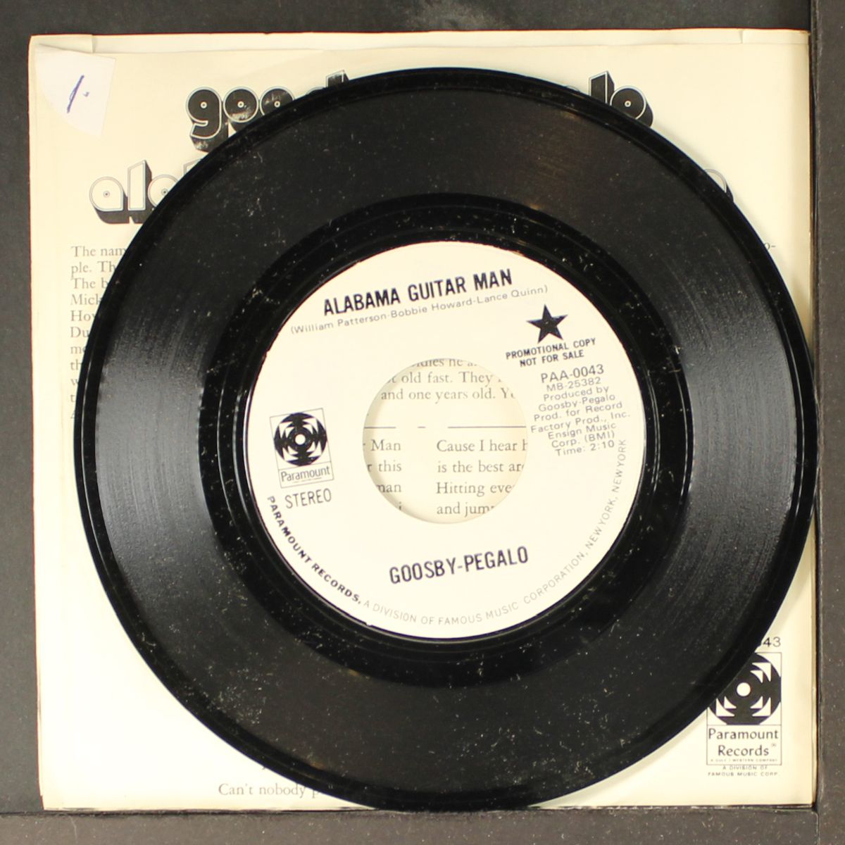 alabama guitar man / rockin' gambler by GOOSBY-PEGALO