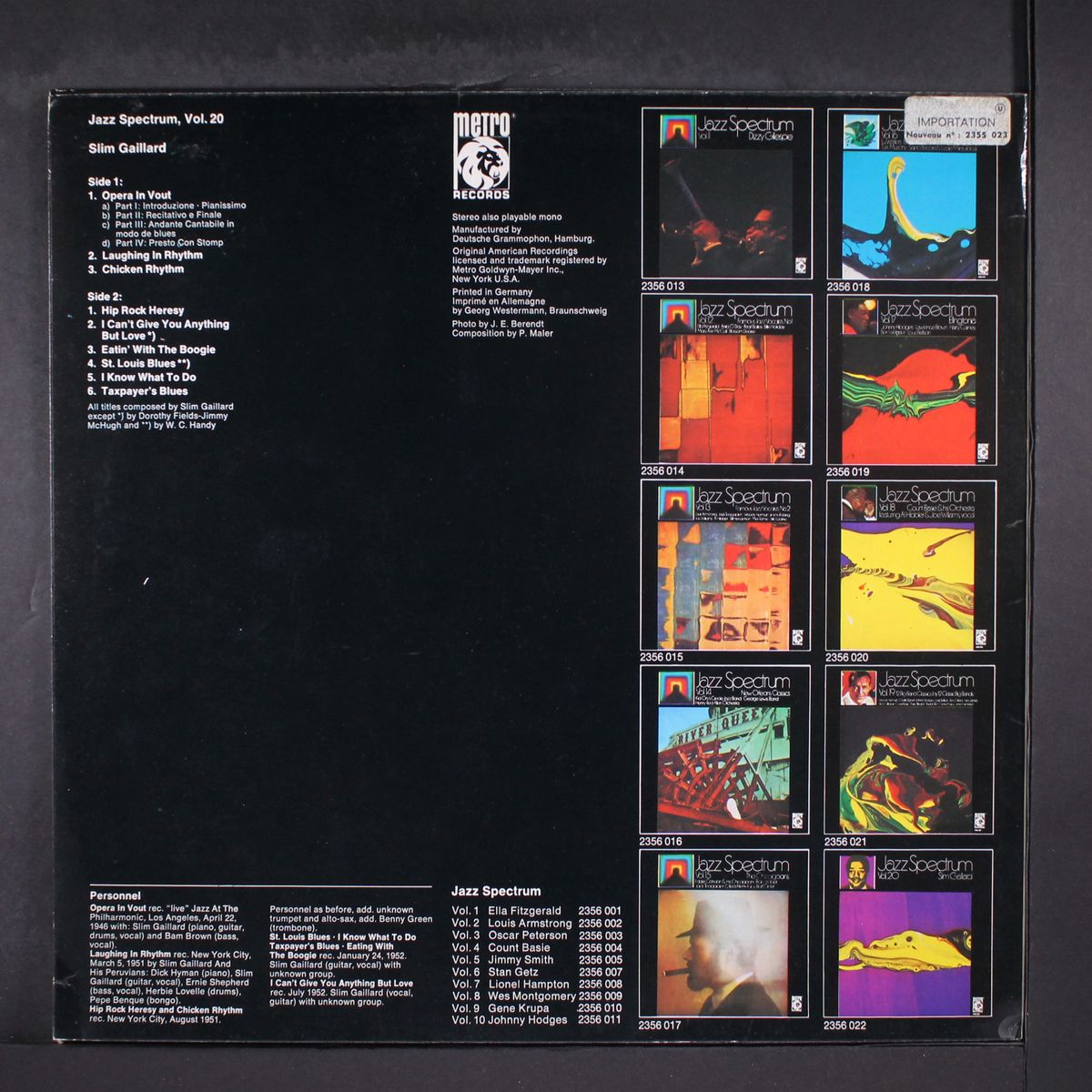 jazz spectrum volume 20 by SLIM GAILLARD