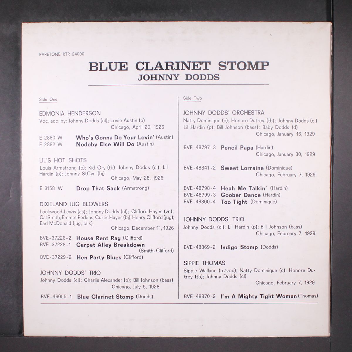 blue clarinet stomp by JOHNNY DODDS