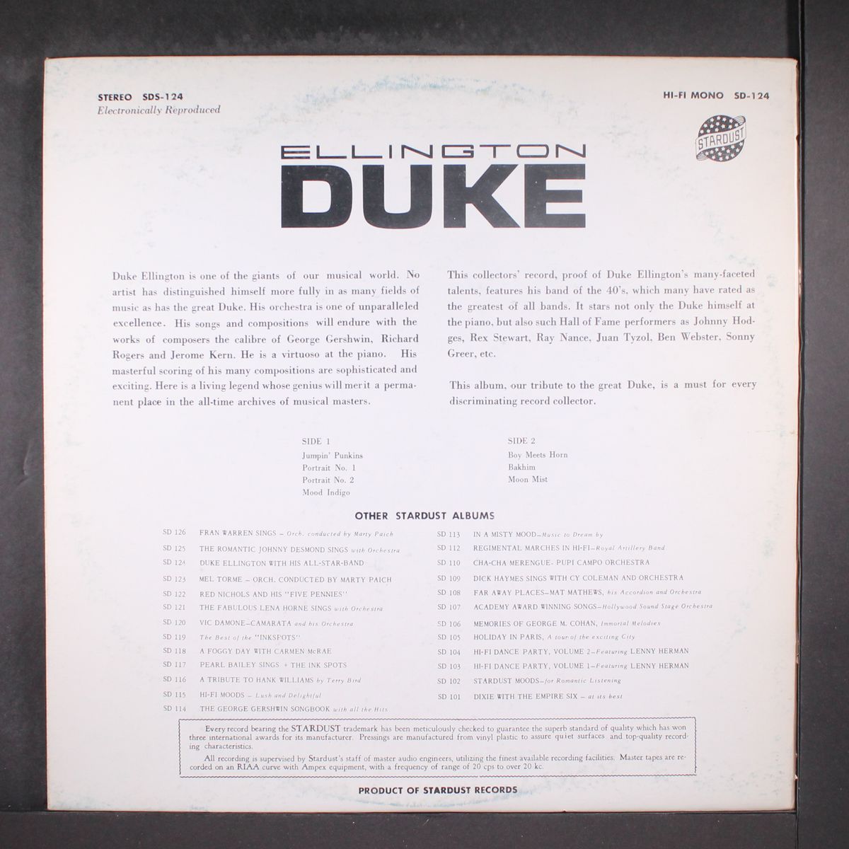 with his all-star band by DUKE ELLINGTON