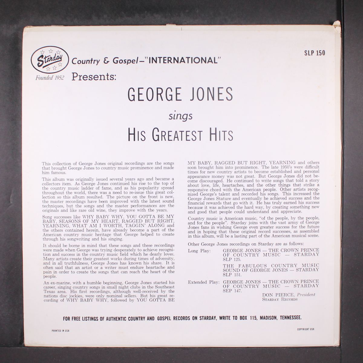 sings his greatest hits by GEORGE JONES