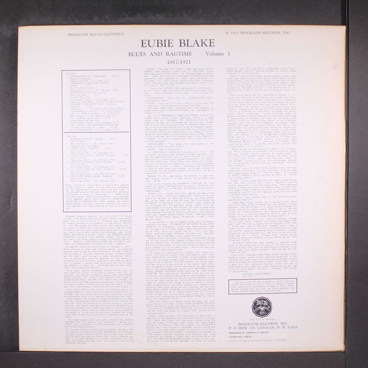 blues & rags by EUBIE BLAKE
