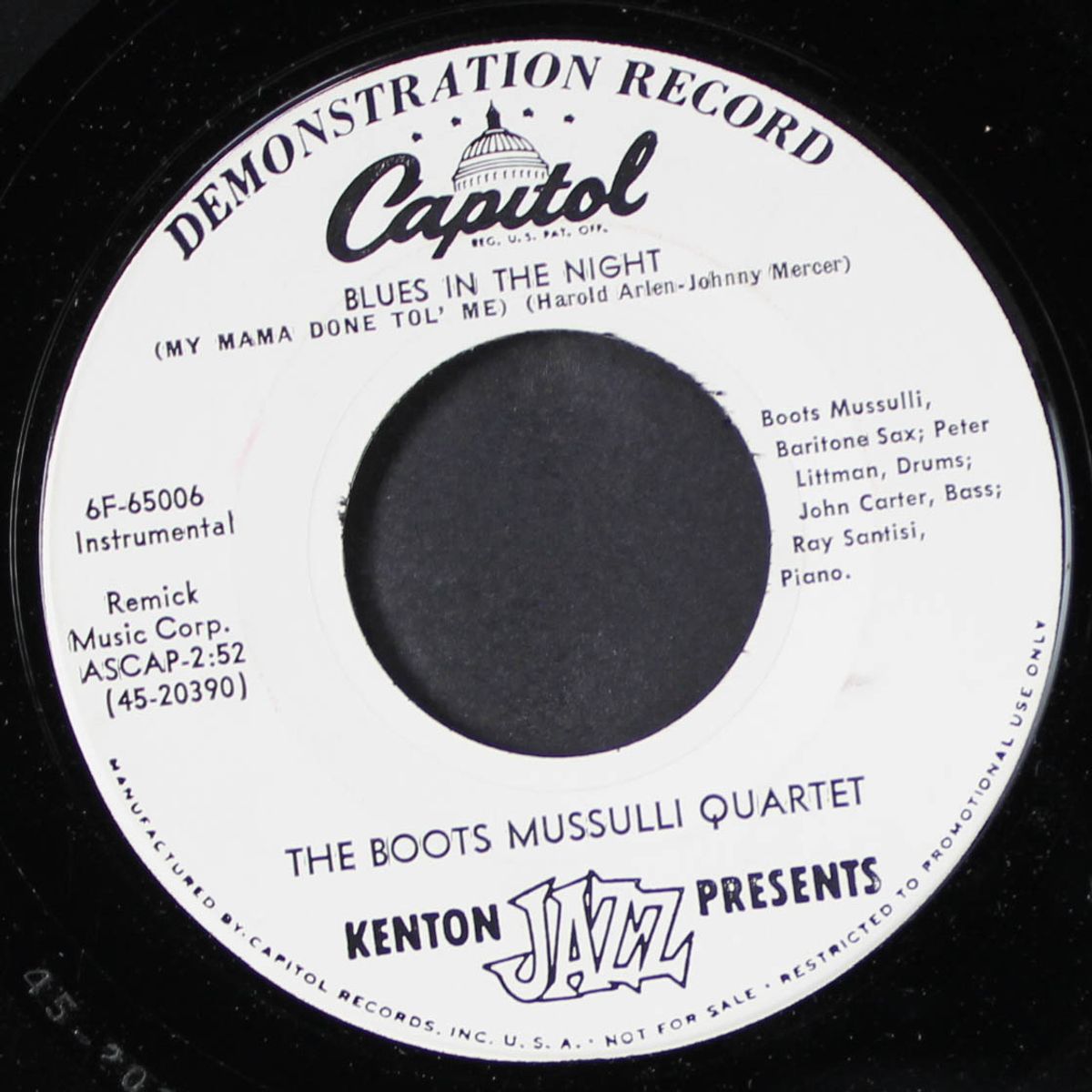 blues in the night / little man by BOOTS MUSSULLI QUARTET