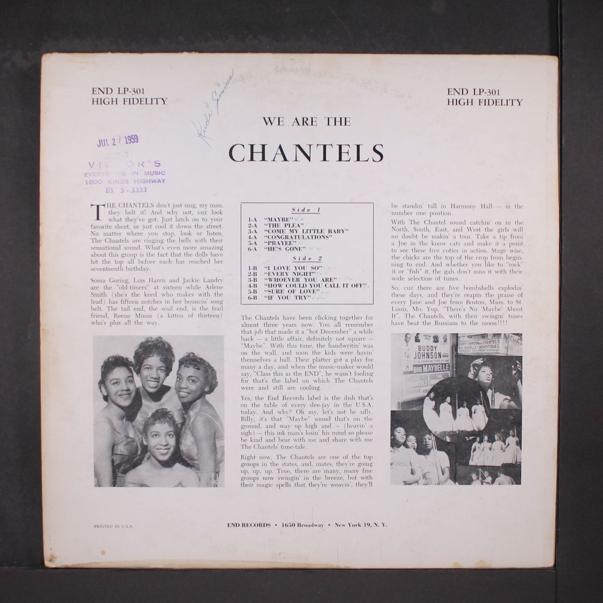 we are the chantels by CHANTELS