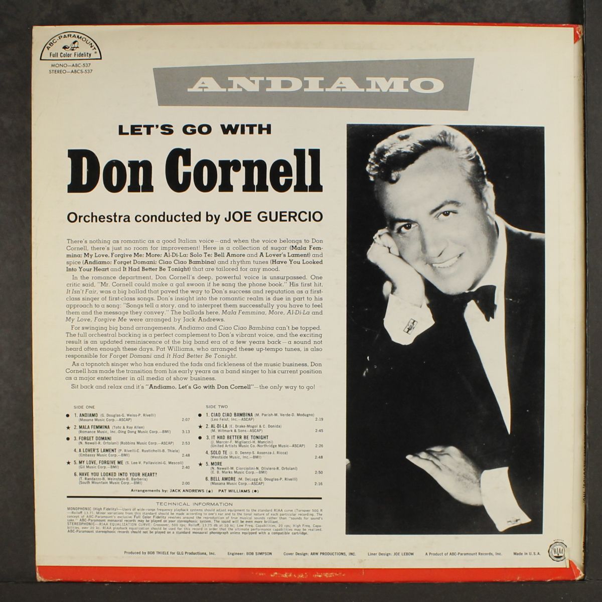 andiamo, let's go with by DON CORNELL