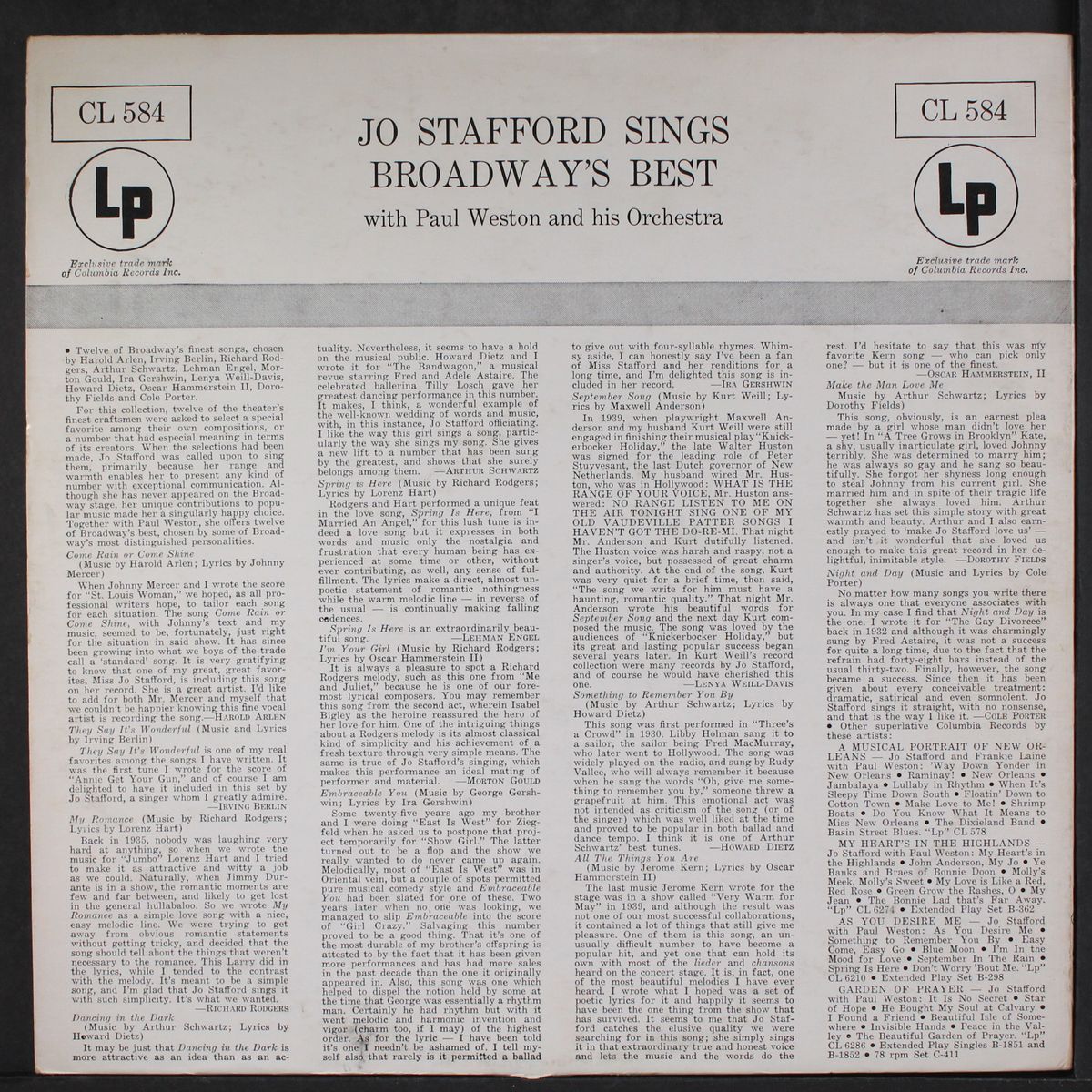 sings broadway's best by JO STAFFORD